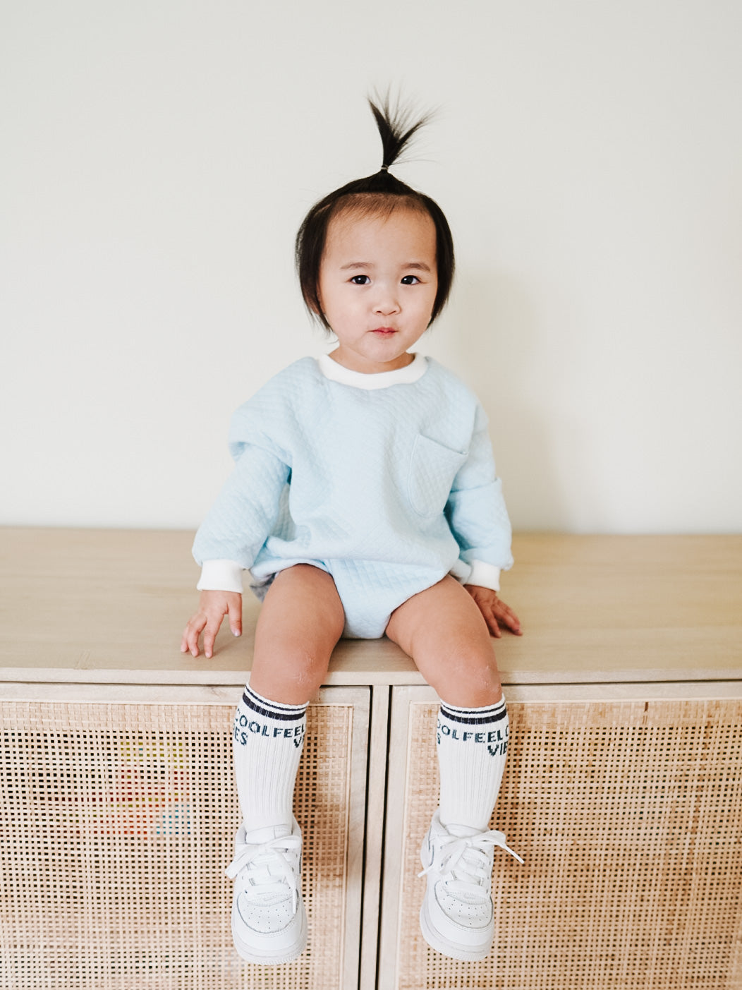 Quilted Sweatshirt Romper - Cloud - Orcas Lucille