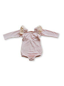 Long Flutter Sleeve Leo - Bubblegum Stripe