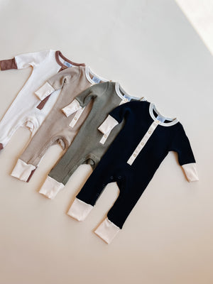 Waffle Romper - Olive