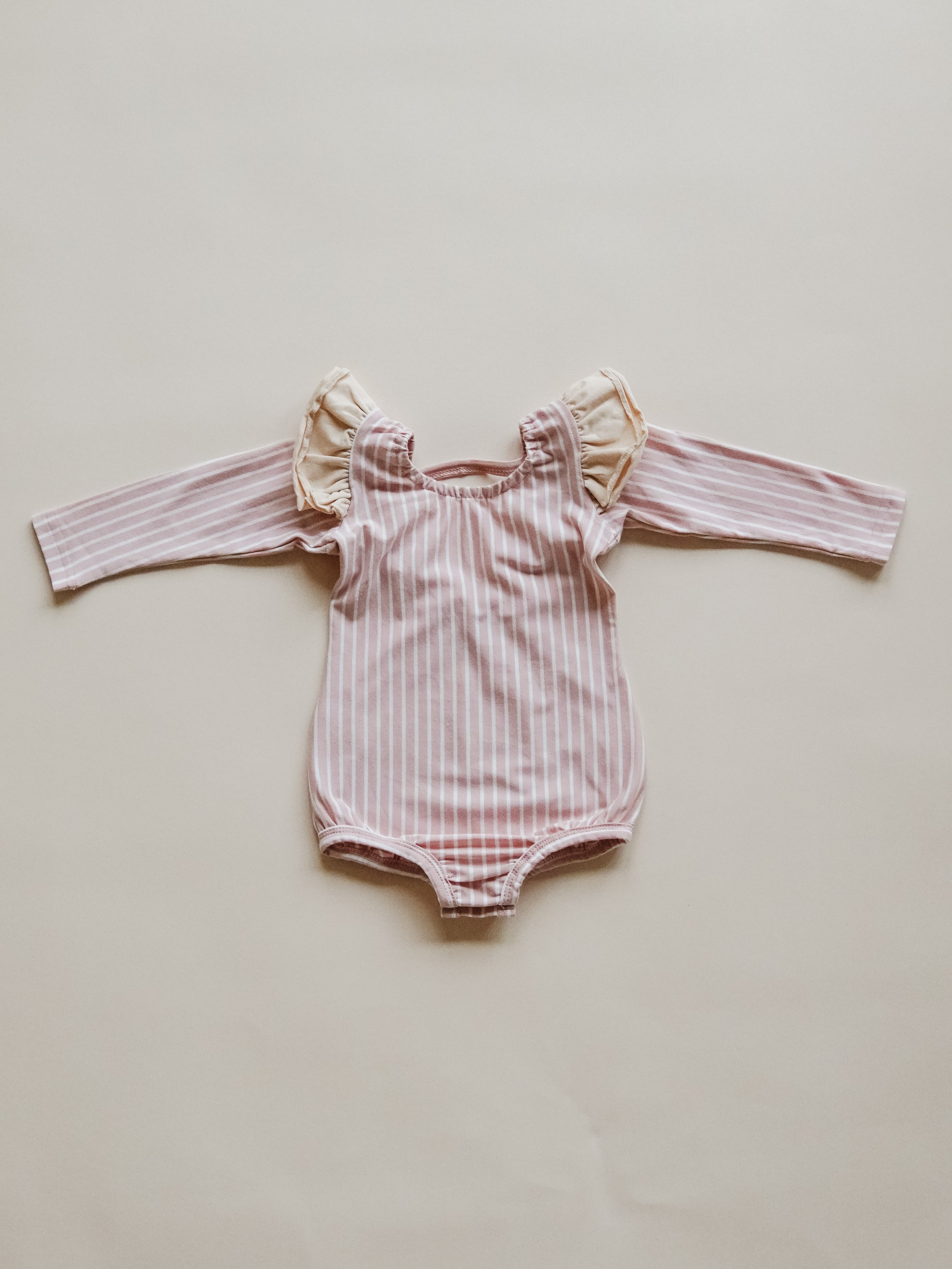 Long Flutter Sleeve Leo - Bubblegum Stripe