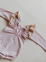 Long Flutter Sleeve Leo - Bubblegum Stripe