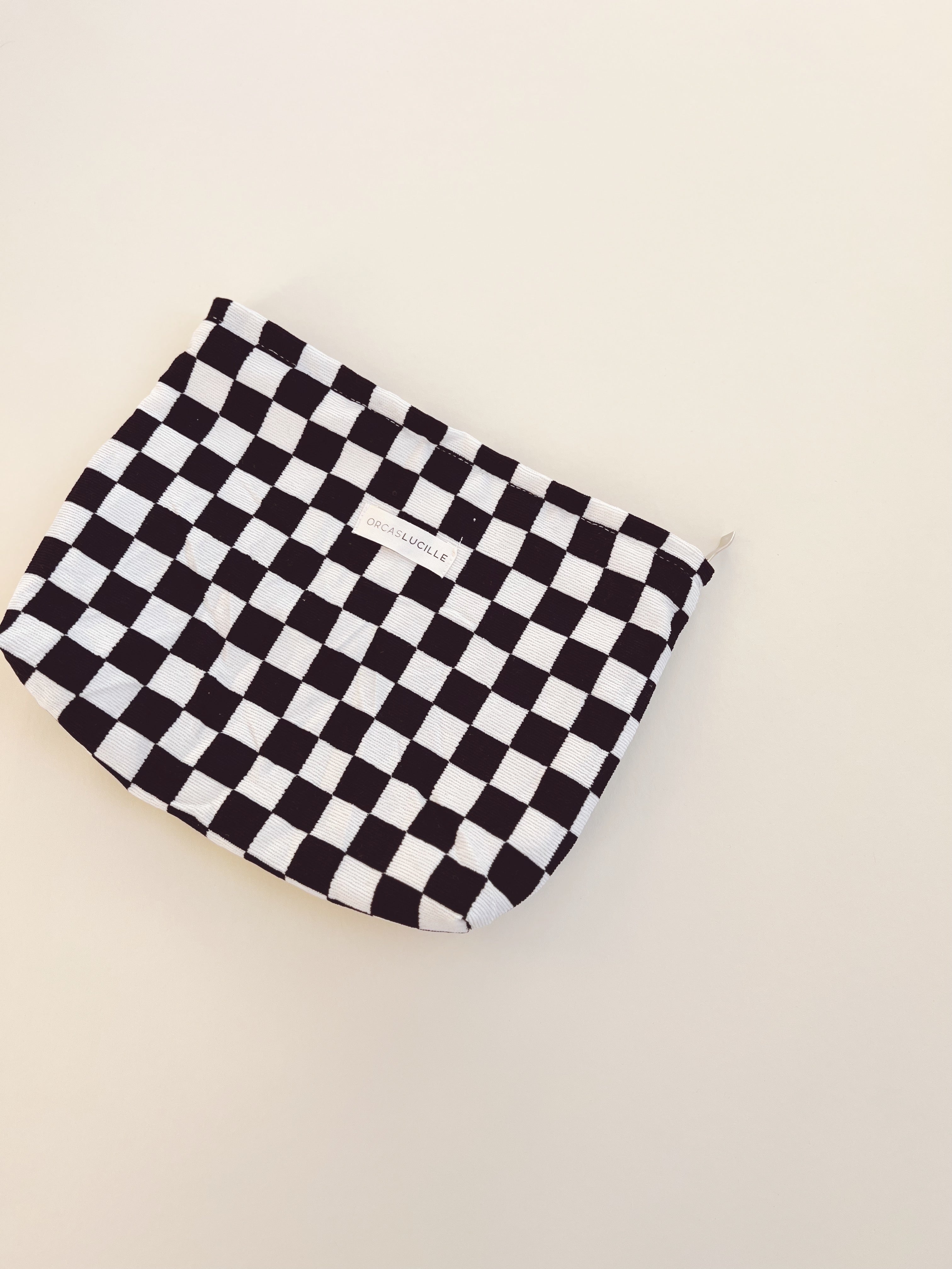 Checkered Pouch - B&W - Orcas Lucille