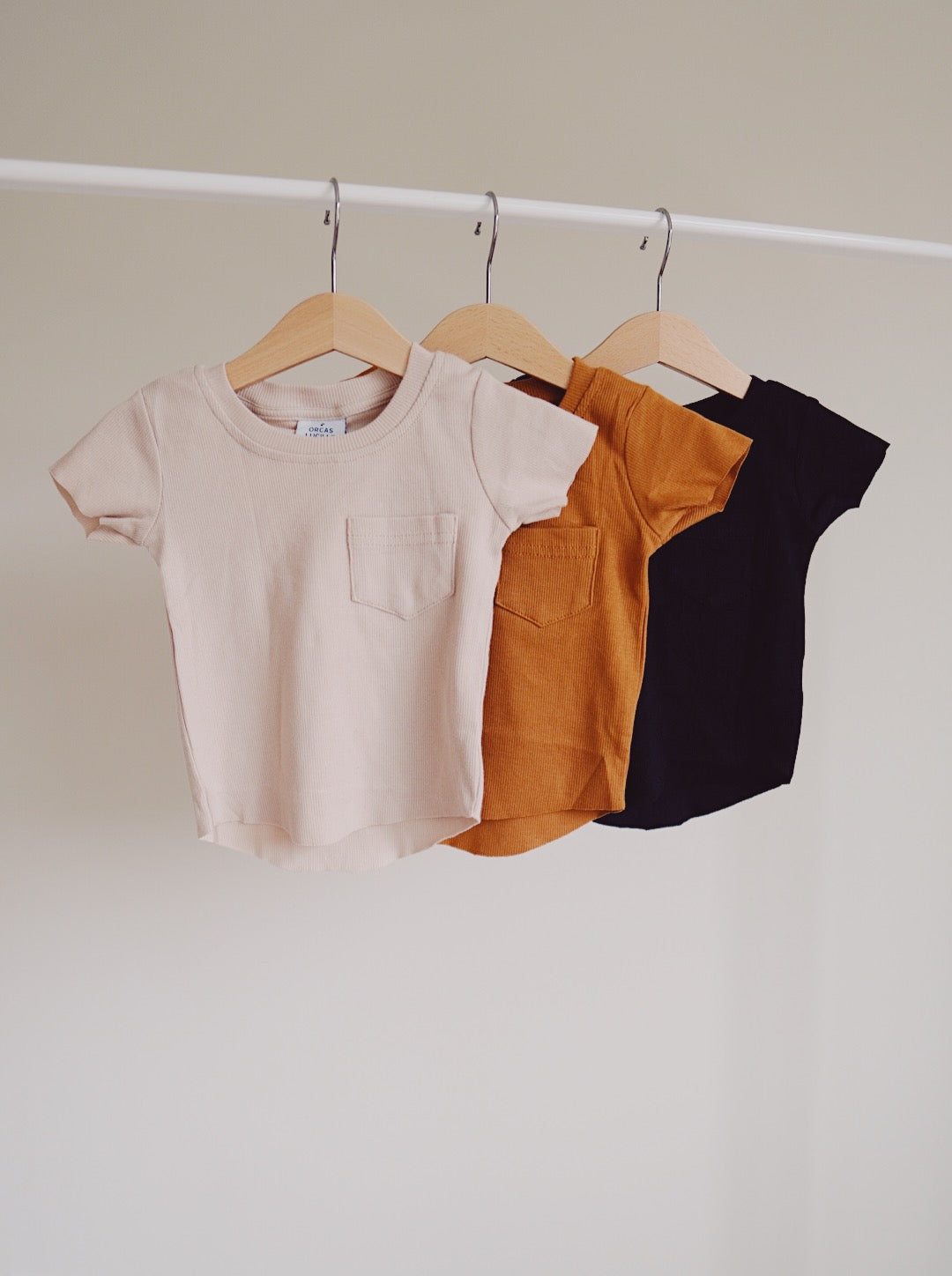 Ribbed Pocket Tee - Almond - Orcas Lucille