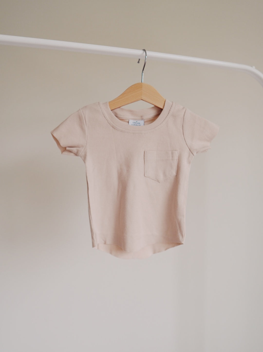 Ribbed Pocket Tee - Almond - Orcas Lucille