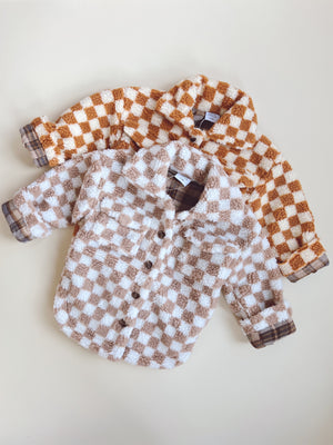 Teddy Shacket - Tan Checkered - Orcas Lucille