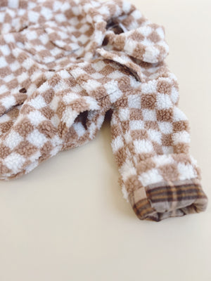 Teddy Shacket - Tan Checkered - Orcas Lucille