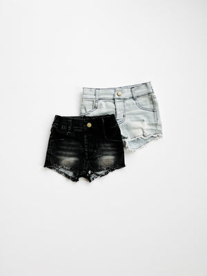 Girls Denim Shorts - Faded Black – Orcas Lucille