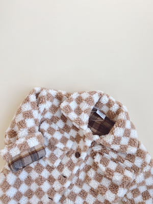 Teddy Shacket - Tan Checkered - Orcas Lucille