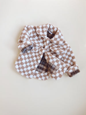 Teddy Shacket - Tan Checkered - Orcas Lucille