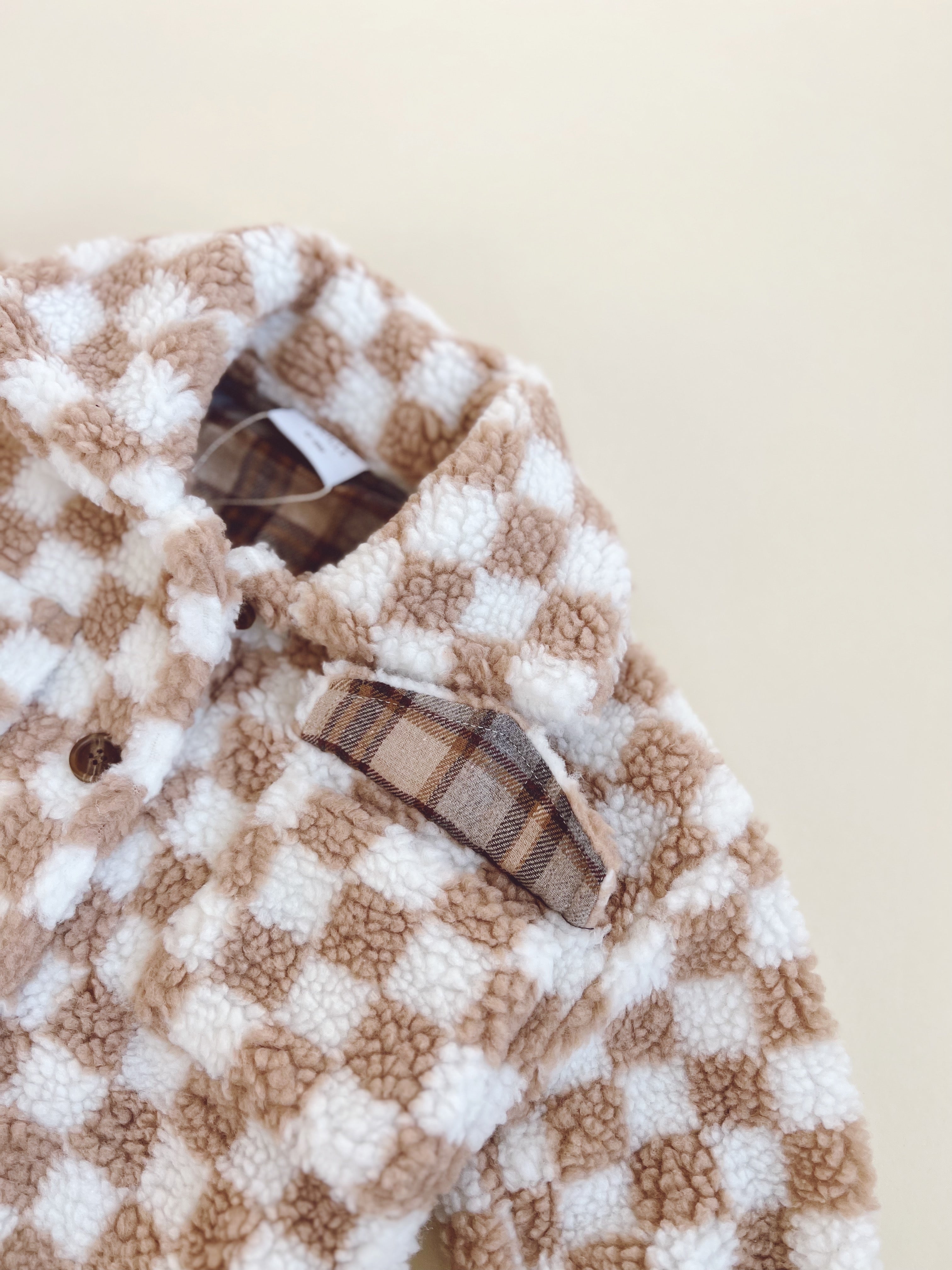 Teddy Shacket - Tan Checkered - Orcas Lucille