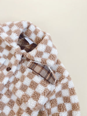 Teddy Shacket - Tan Checkered - Orcas Lucille