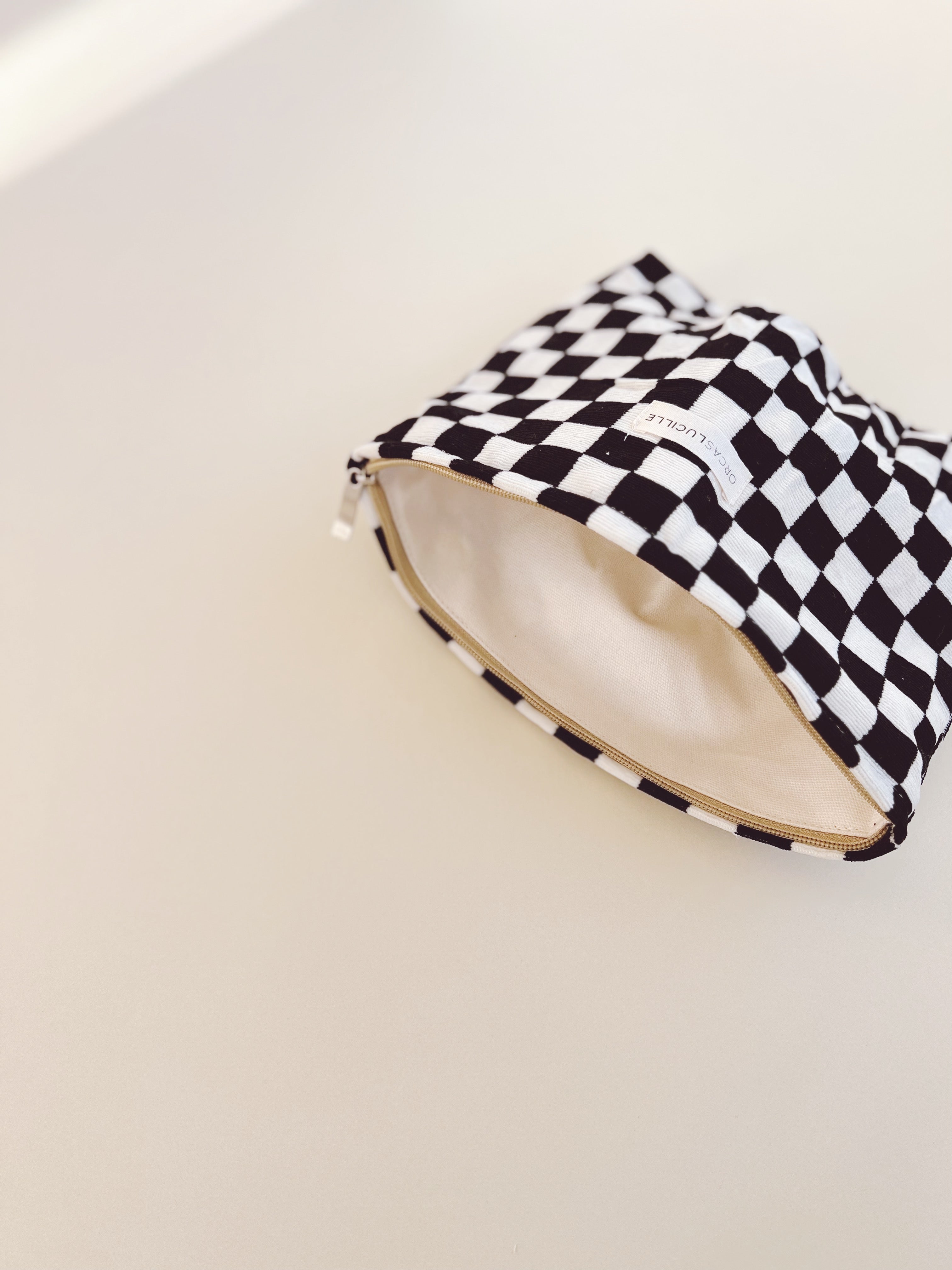 Checkered Pouch - B&W - Orcas Lucille