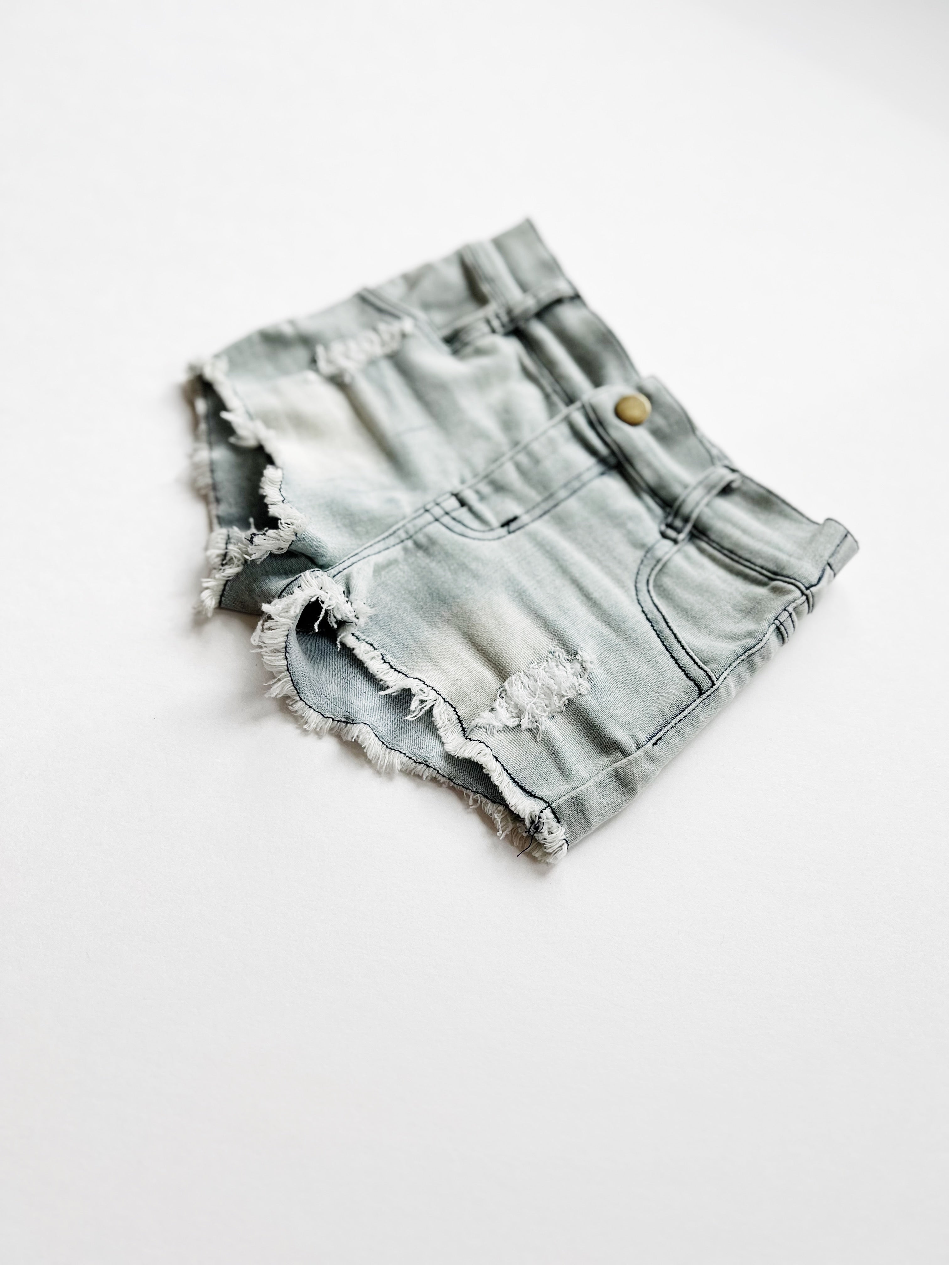 Girls Denim Shorts - Slate Gray