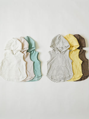 Sleeveless Hoodie - Lemon Stripe - Orcas Lucille