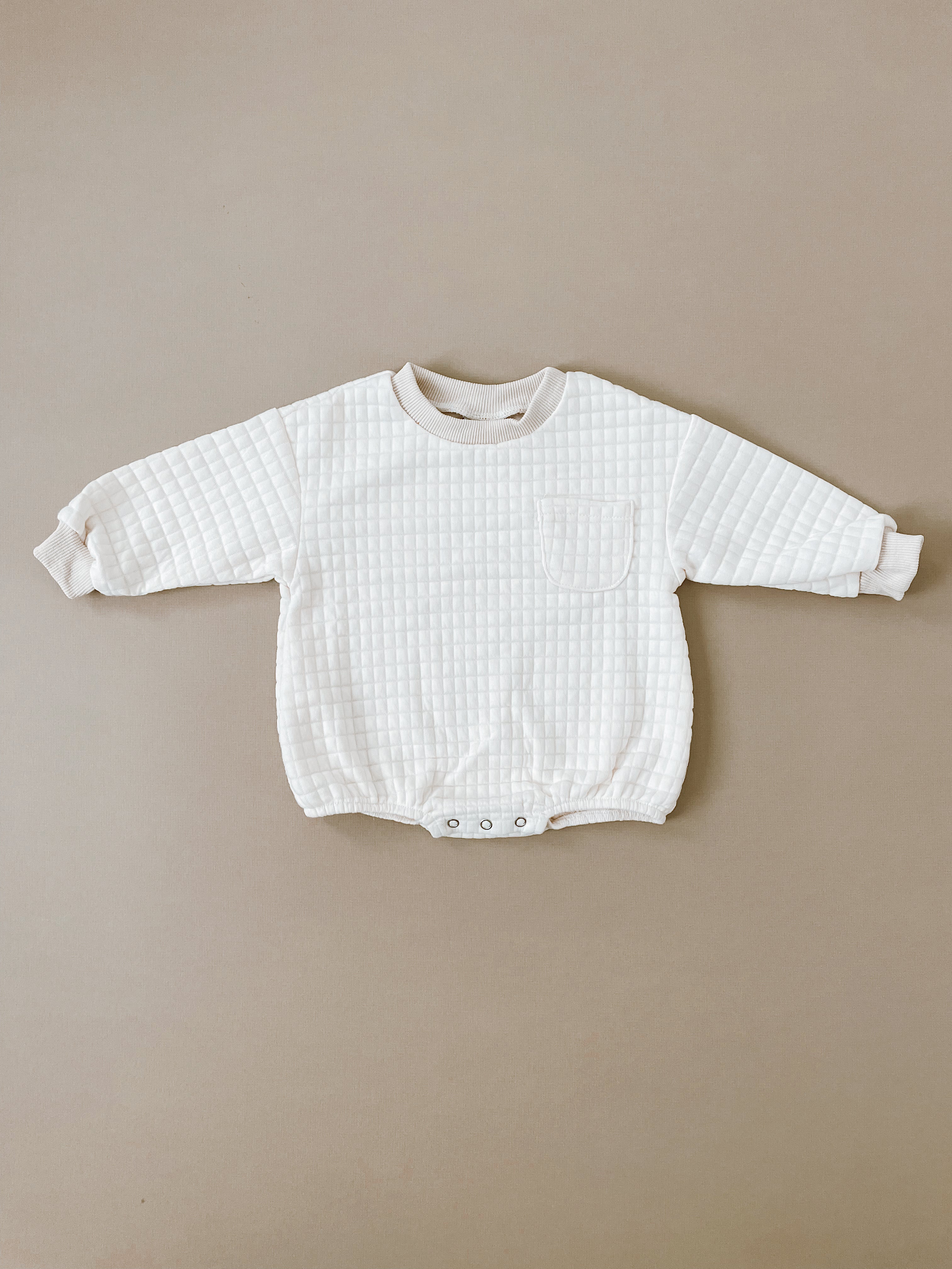 Quilted Sweatshirt Romper - Cloud - Orcas Lucille