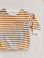 Sweatshirt Romper - Tan Stripe - Orcas Lucille