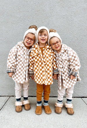 Teddy Shacket - Tan Checkered - Orcas Lucille
