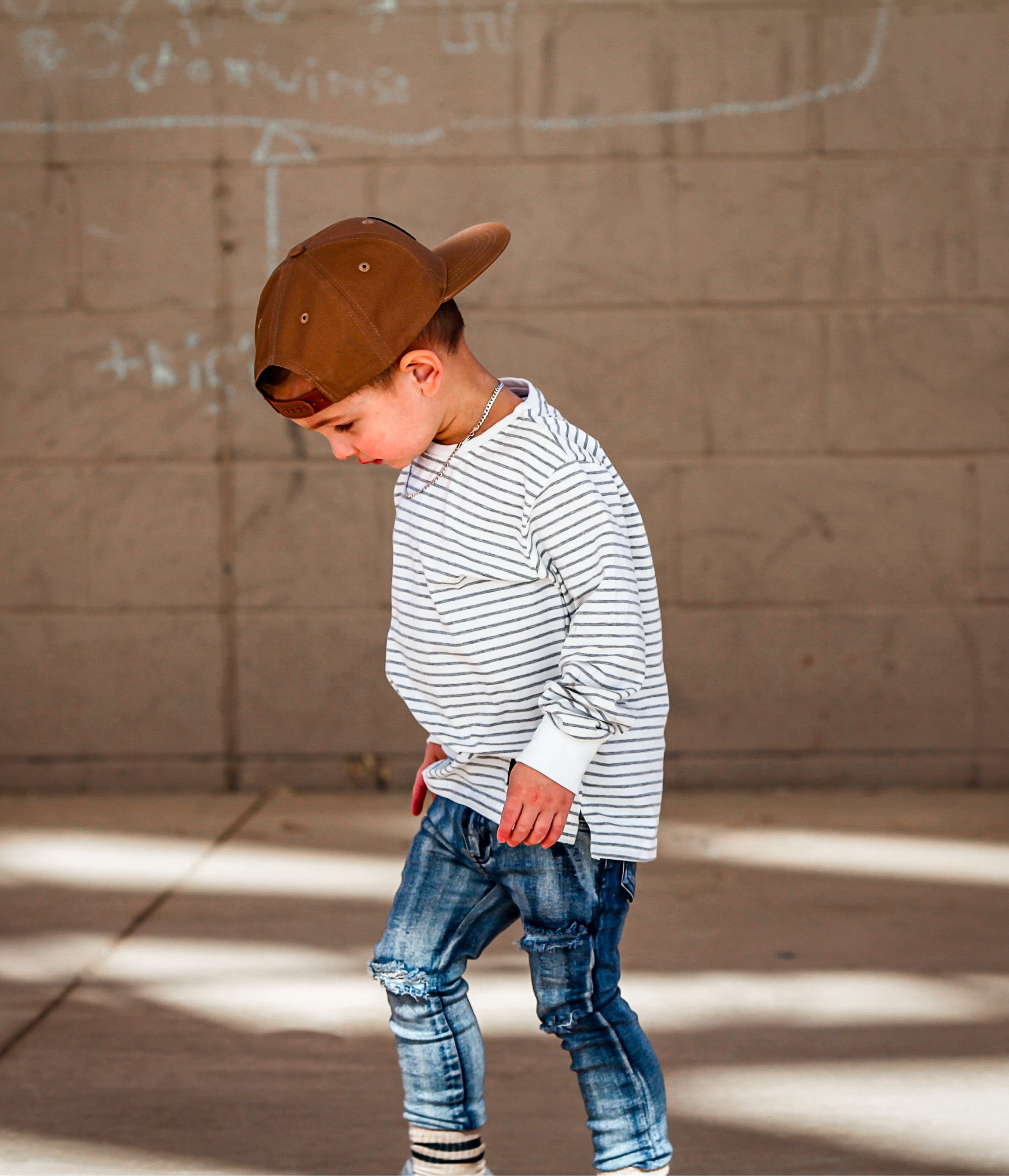 Long Sleeve Tee - Gray Stripe - Orcas Lucille